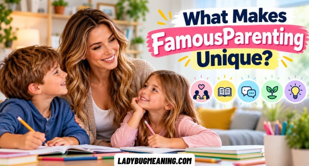 Modern parent and child discussing positive communication and family routines associated with FamousParenting Chelsea Acton.