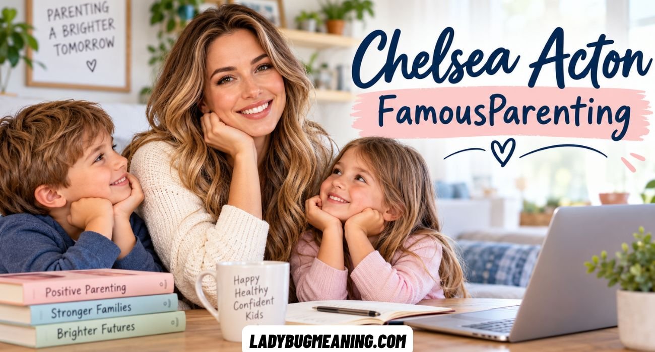 Modern parent and child discussing positive communication and family routines associated with FamousParenting Chelsea Acton.