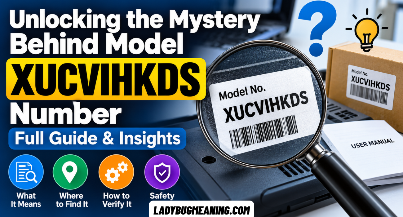 Model XUCVIHKDS number verification guide showing product labels, model identification, manufacturer checks, and device documentation.